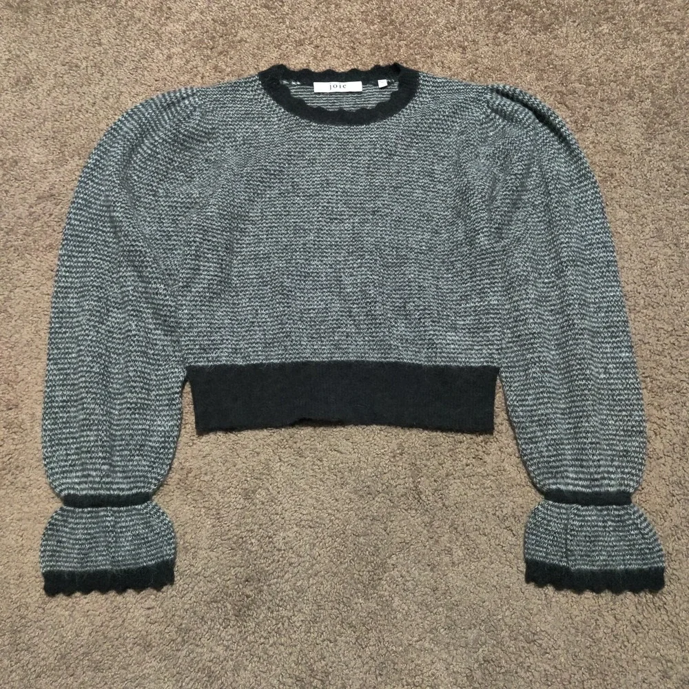 Joie Alpaca Wool Blend Sweater‎ Womens Small Scalloped Knit Pullover Ruffle Gray